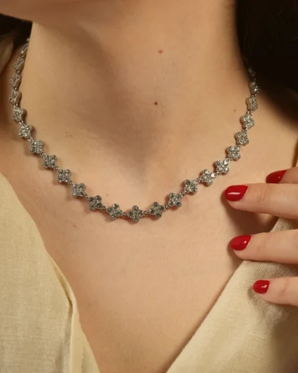 Κολιέ ριβιέρα με διαντάκια Flower