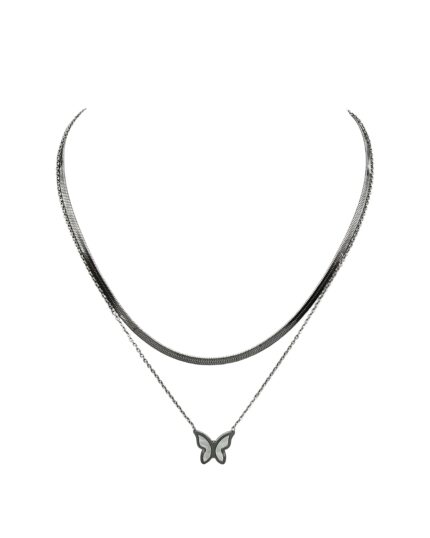 Κολιέ με διπλή αλυσίδα Butterfly