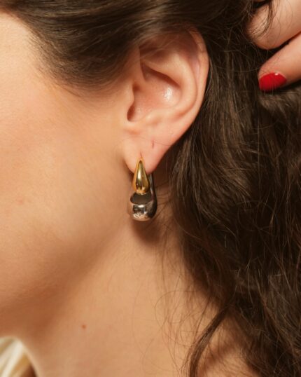 Σκουλαρίκια δίχρωμα Lacy