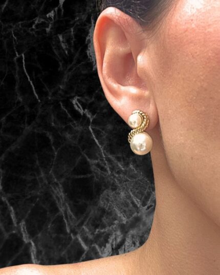 Σκουλαρίκια καρφωτά double pearl