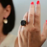 δαχτυλίδι από ορείχαλκο με φυσική πέτρα